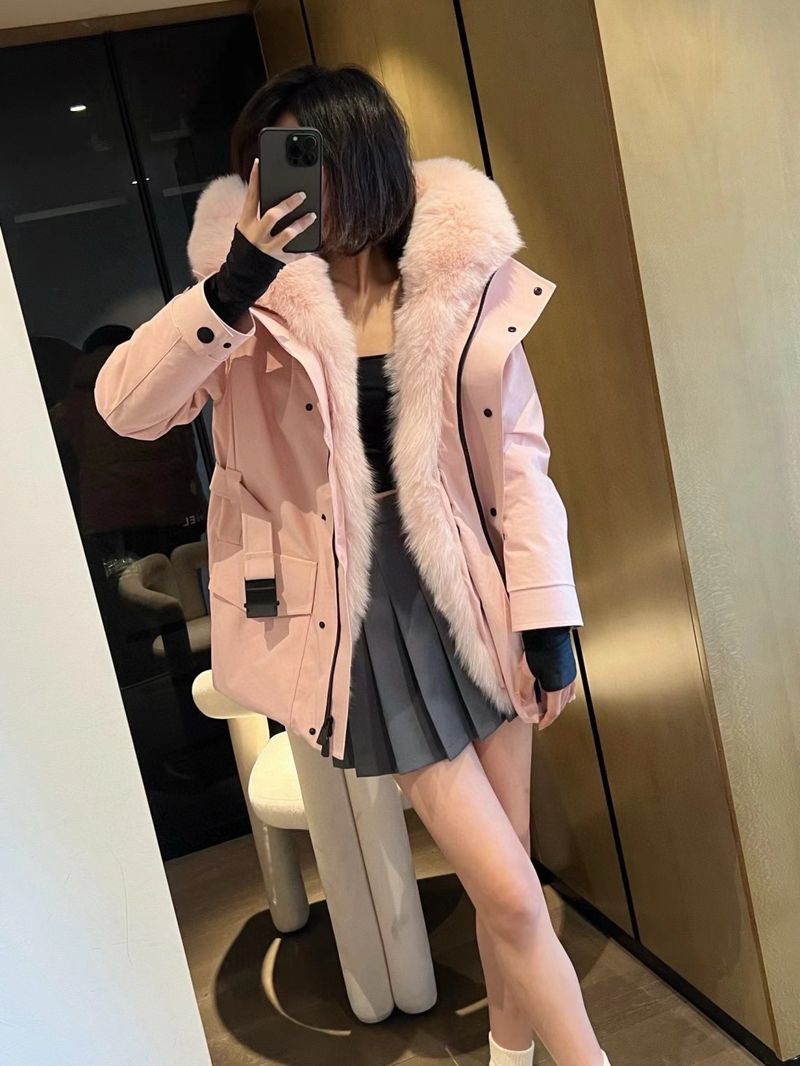 몽클레르 퍼 트리밍 후드 벨티드 미디 다운 코트 - 남자 패딩 미러급 참고 이미지
